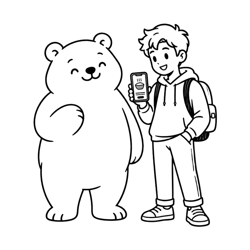The Busy Bruin — bear and student